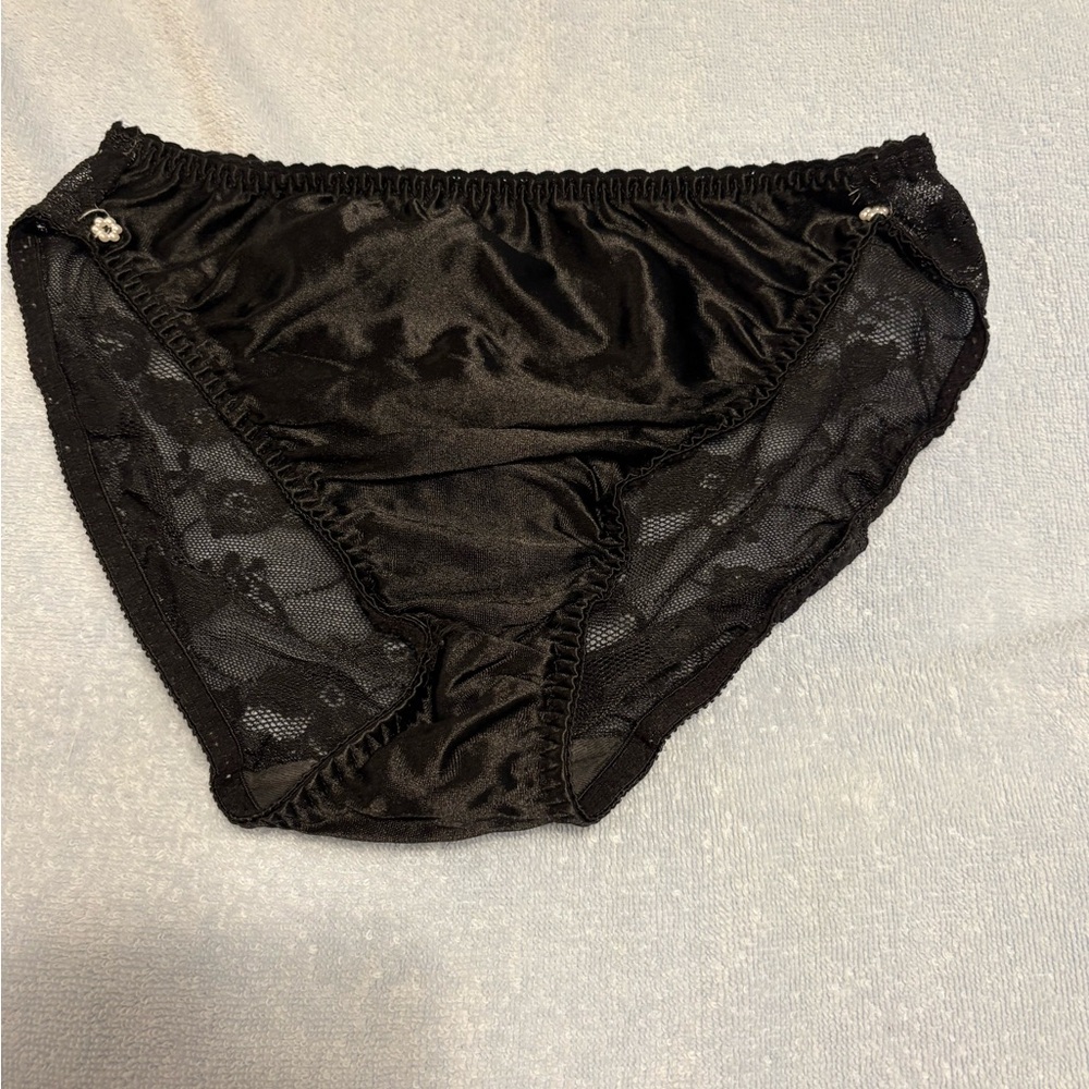 Vintage Dior Black Lace-Trim Briefs